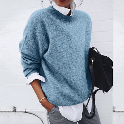Women's oversized crew neck sweater in blue