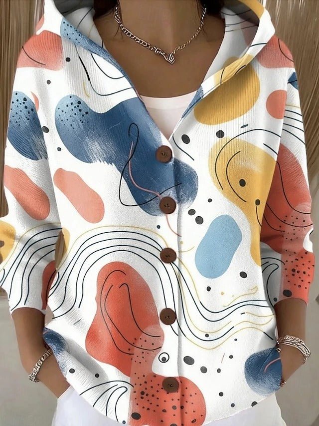 Women's patchwork hooded cardigan