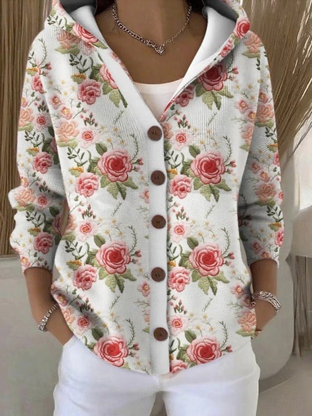 Women's patchwork hooded cardigan