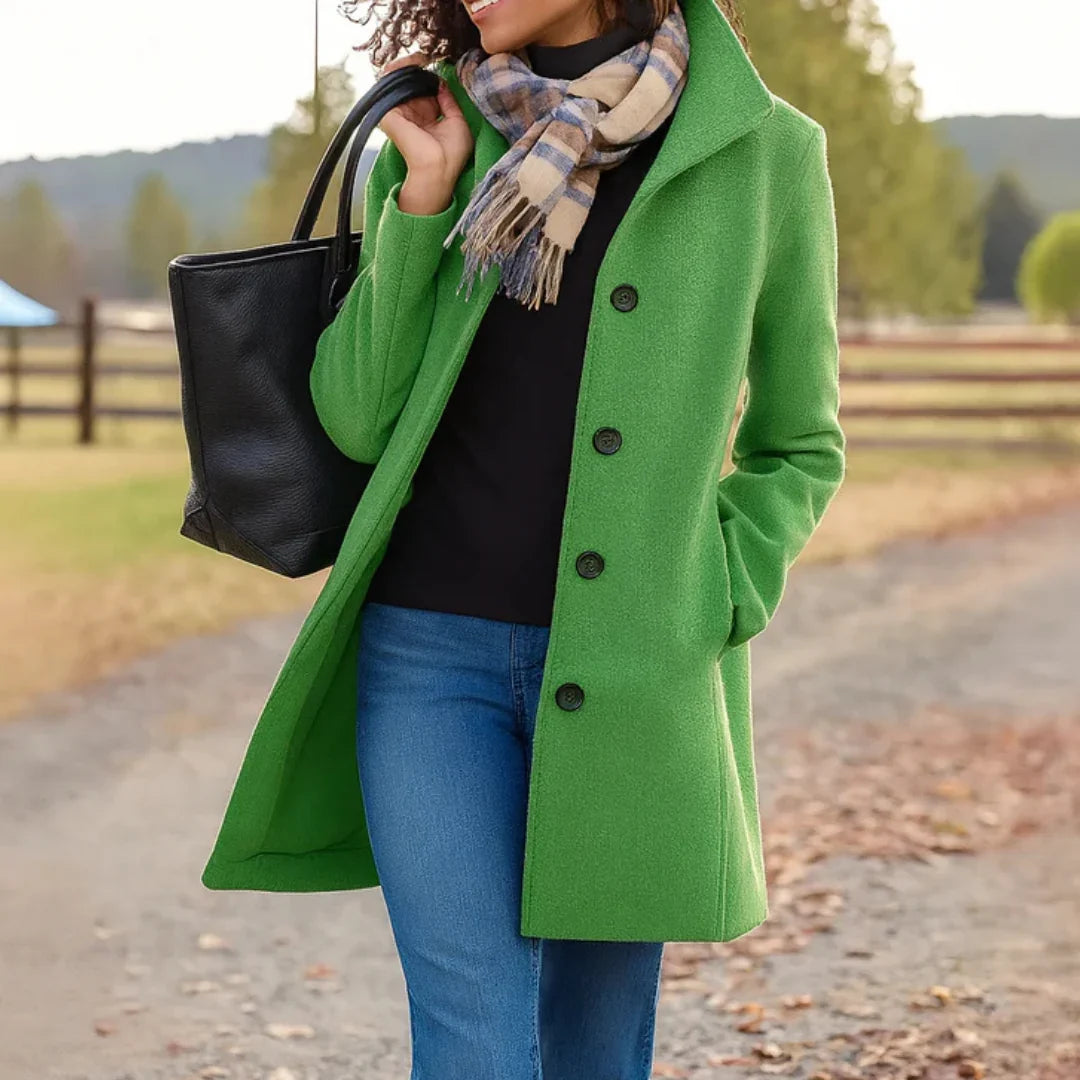 Women's light green wool blend button front coat
