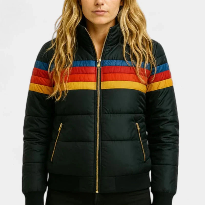 Women's retro stripe puffer jacket