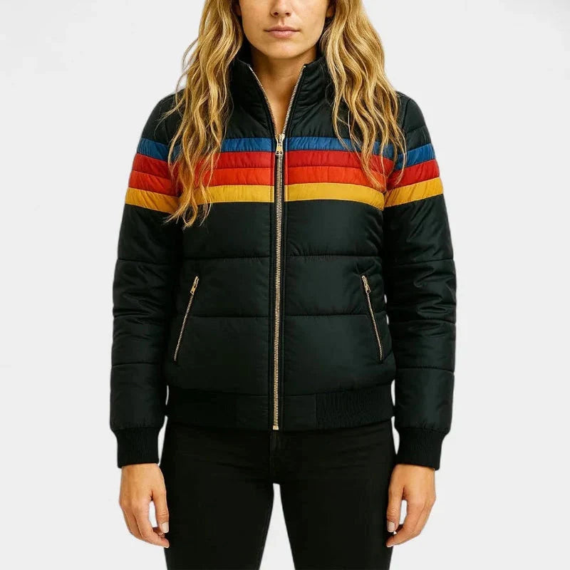 Women's retro stripe puffer jacket
