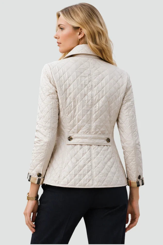 Women's diamond quilted jacket with button front