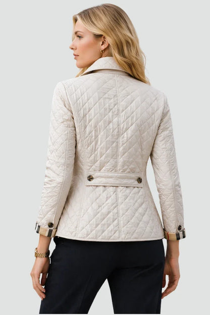 Women's diamond quilted jacket with button front