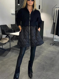Adalyn | Women's Jacket in Quilted Hybrid Style with Knit Upper, Full Zip