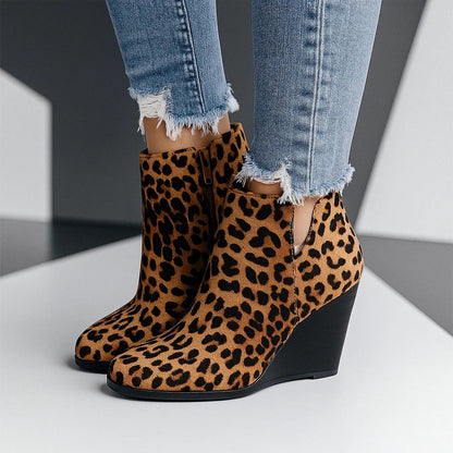 Suede Wedge Ankle Boots with Side Zipper – view 3