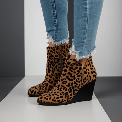 Suede Wedge Ankle Boots with Side Zipper – view 5