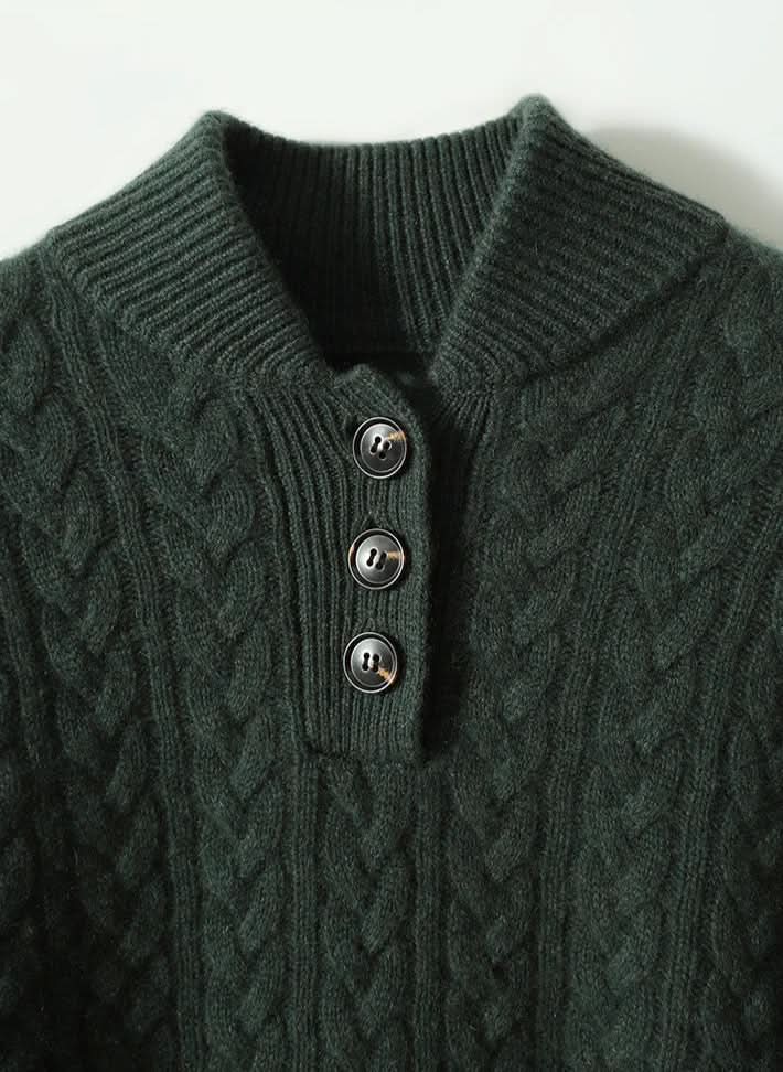 Women's cable knit half button sweater