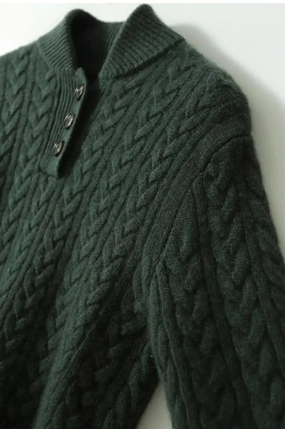 Women's cable knit half button sweater