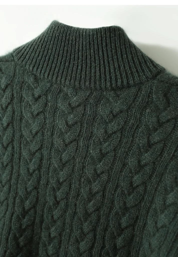 Women's cable knit half button sweater