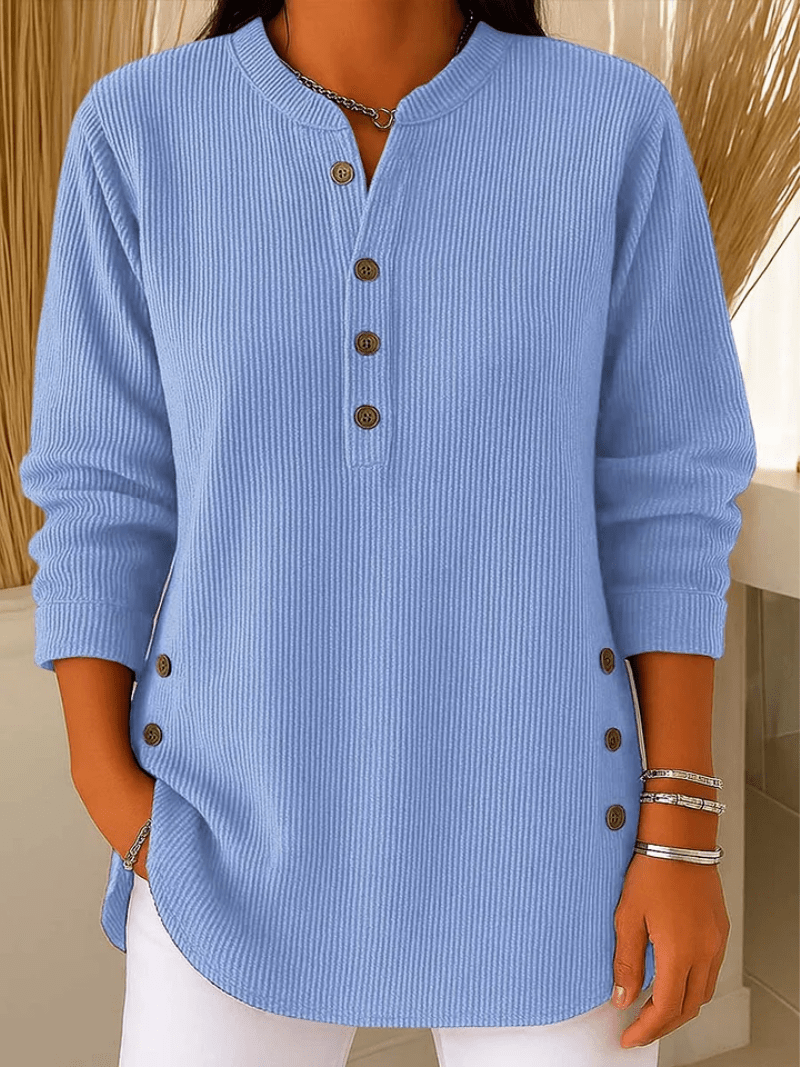 Women's pullover sweater with bow detail in blue