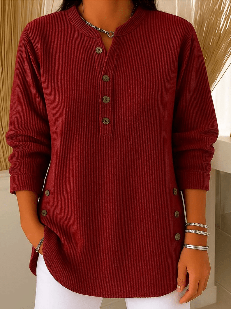 Women's pullover sweater with bow detail in red