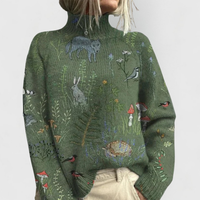 Delilah | Women's Vintage Print Turtleneck Sweater for Fall