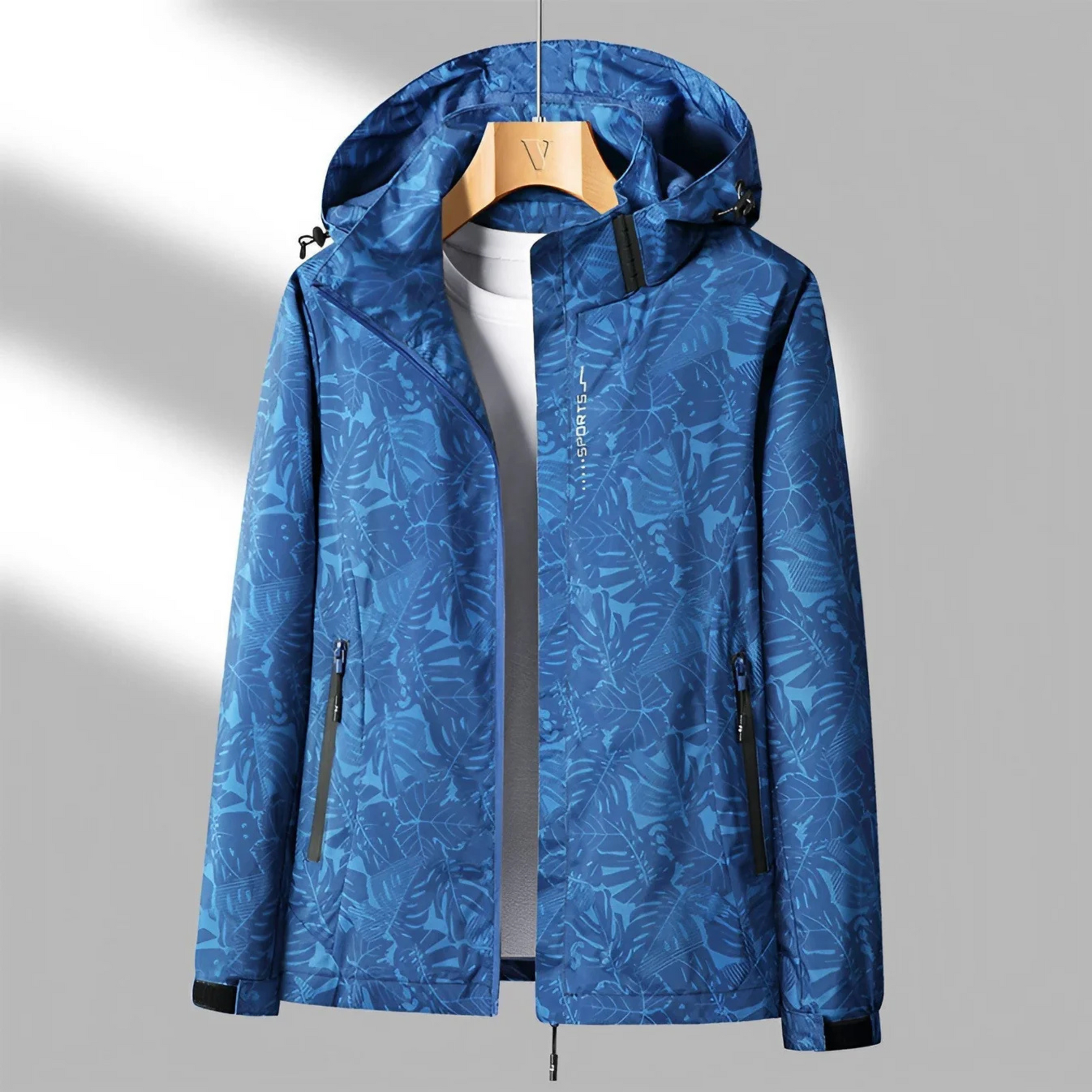Women's waterproof windbreaker jacket in blue