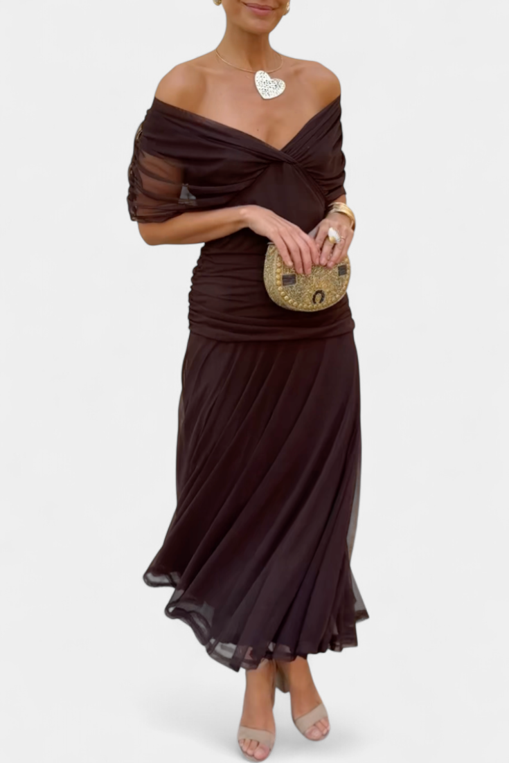 Womens Dress Floral Midi V Neck Pleated 1