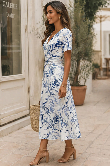 Womens Midi Dress V-Neck Summer Style 2