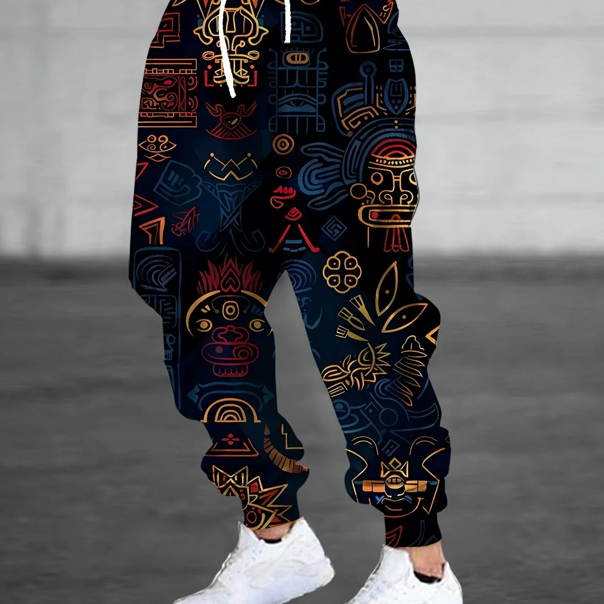 Men's Patterned Fleece Joggers, Bold Winter Sweatpants