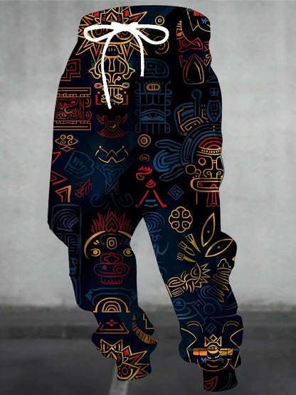Men's Patterned Fleece Joggers, Bold Winter Sweatpants
