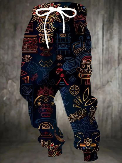 Men's Patterned Fleece Joggers, Bold Winter Sweatpants