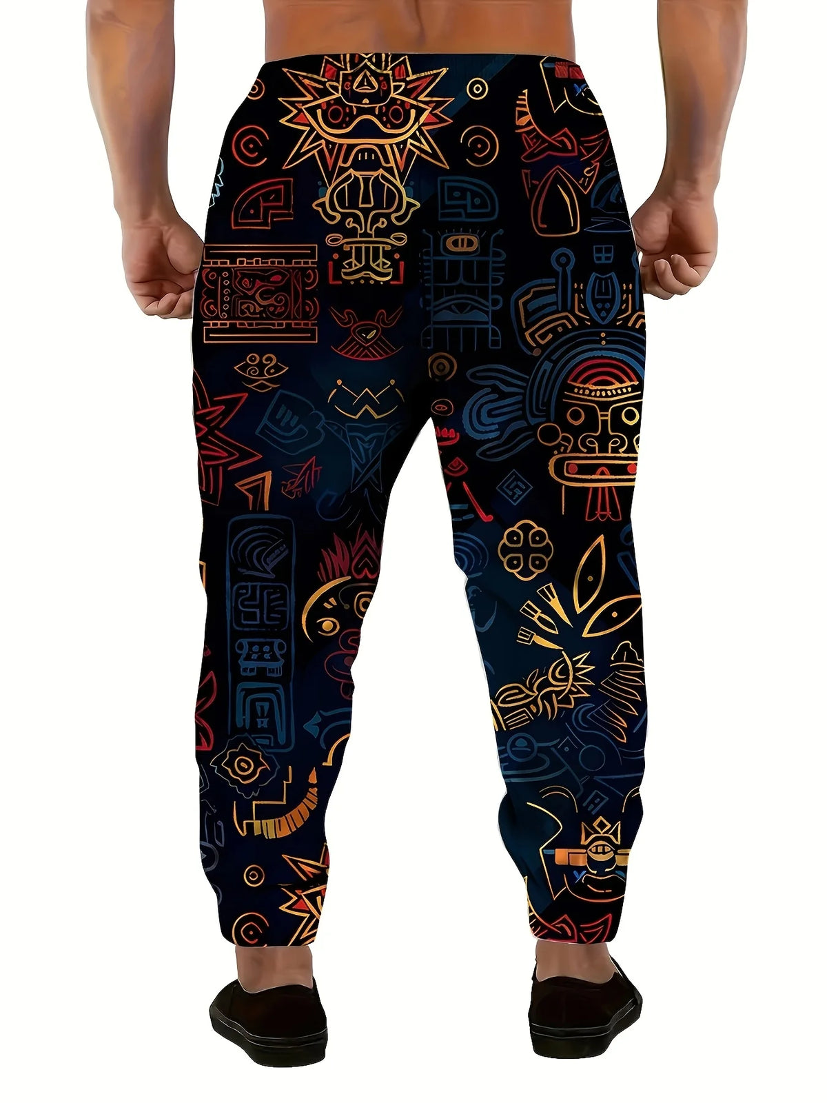 Men's Patterned Fleece Joggers, Bold Winter Sweatpants