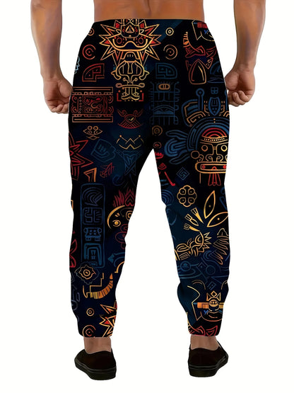 Men's Patterned Fleece Joggers, Bold Winter Sweatpants