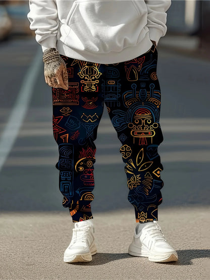 Men's Patterned Fleece Joggers, Bold Winter Sweatpants