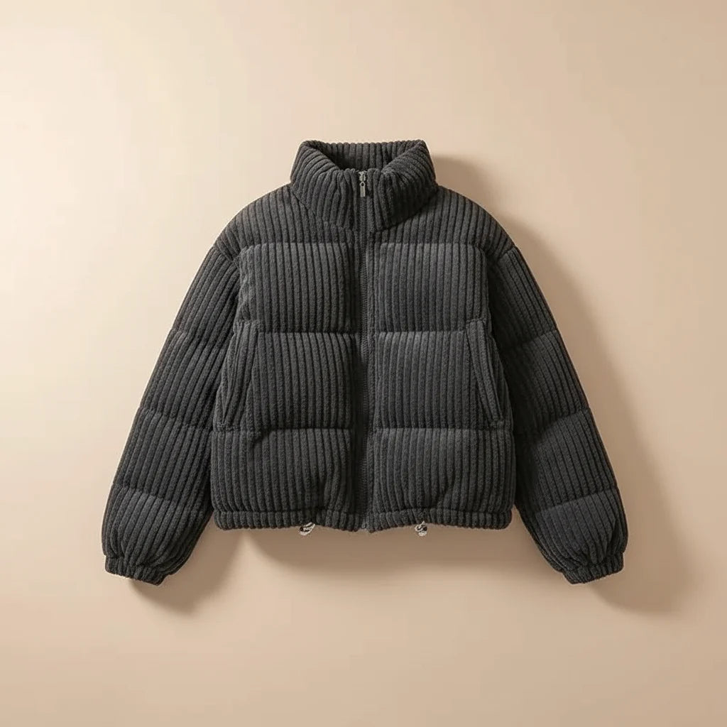 Willow cropped quilted puffer jacket, front view