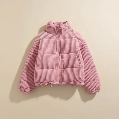 Willow puffer jacket worn, lifestyle shot
